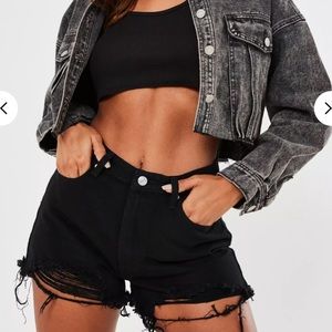 NWT High waist black ripped denim shorts